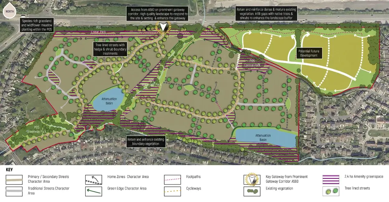An aerial view showing the landscape plan